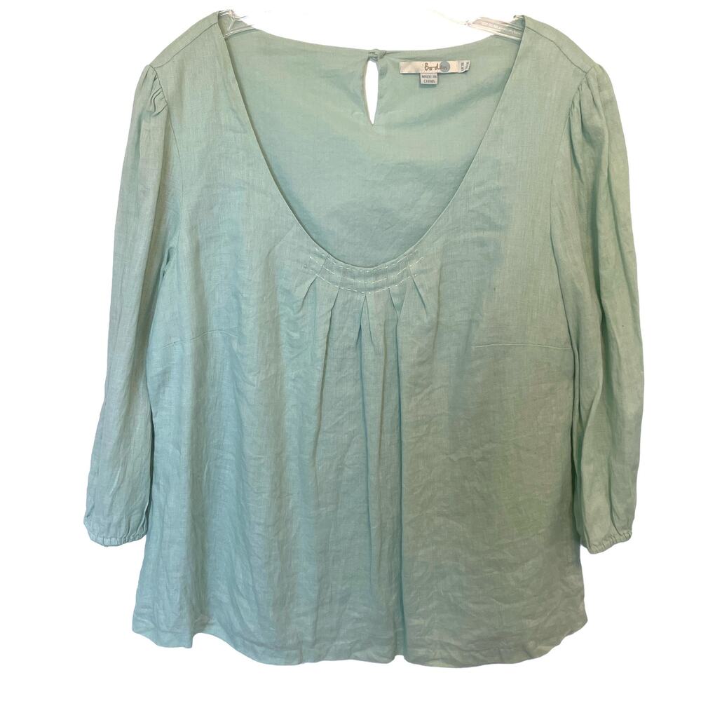 Boden Mint Green V-Neck Pleated Blouse